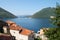 View of town Perast and Verige Strait in Kotor Bay