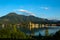 View from the town of Tegernsee to the St. Laurentius Church in Rottach-Egern