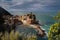 View of town Vernazza in morning light