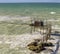 View of a trabucco, an ancient fishing machine typical of the southern Adriatic coast in Italy