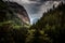 The view of Trabzon Sumela Monastery through the trees and from afar