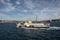 View of traditional ferry boat on Bosphorus in Istanbul.