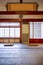 View of Traditional Japanese Shinto Monastery Dining Room with Floor Mats and Sitting Pillows At Koyasan