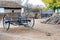 View of traditional mechanized rake in backyard