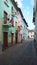 View of the traditional street of Ronda in the historical center of Quito. The histor