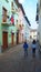 View of the traditional street of Ronda in the historical center of Quito. The histor