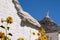 View of traditional trulli houses in the Aia Piccola residential area of Alberobello in the Itria Valley, Puglia Italy