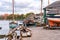 View of the traditional Underfall shipyard and The Cottage Inn in Bristol Docks