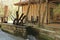 A view of traditional wooden waterwheel in Samarkand in Uzbekistan, Central Asia