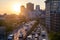 View of traffic on the Brooklyn Queens Expressway in New York City