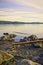 View of Transfer Beach at sunset in Vancouver Island, BC, Canada