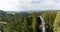 View of the tree top path and trail in the hills of southern Bavaria in Scheidegg