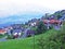 View of the Triesenberg settlement and the Rhine river valley Rheintal - Liechtenstein