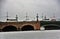 View of Troitsky bridge over the Neva river