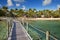 View on tropical island from the wooden bridge