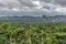 View of a tropical landscape, with forest and mountains Pungo Andongo, Pedras Negras , black stones, huge geologic rock elements