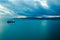 View of tropical monsoon cloudy storm coming to a south pacific island