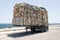 A view of a truck with recycled papers and cardboards in the customs of Kos, Greece