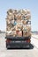 A view of a truck with recycled papers and cardboards in the customs of Kos, Greece