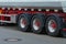 View on truck wheels and tires on truck chassis. Truck wheel rim
