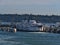 View of Tsawwassen ferry terminal in the Strait of Georgia, Salish Sea with docking BC Ferries vessel MV Queen of Alberni.