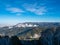 View from Tserkovka mountain to the Altai Mountains in winter in resort Belokurikha on Altai, Russia