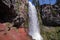 View of Tumalo Falls from a side of a waterfall close to the water stream