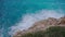 View of the turquoise sea from the cliff. The Mediterranean Sea in Turkey, Antalya.