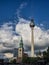 View of Tv Tower of Berlin with Maria church in Germany