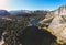 View of Twin Lakes, Lake George, the southeastern slope of Mammoth Mountain, Mono County, eastern California, eastern Sierra