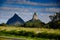 A view of two of the Glasshouse Mountains in Queensland, Australia