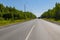 View of a two-lane highway leading through the forest