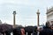 View of the two large granite columns carrying symbols of the two patron saints of Venice at Piazzetta di San Marco, the small