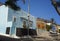 View of a typical colorful houses in the street of Linosa, Sicily. Italy