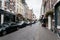 View of typical commercial street in the Hague a cloudy day of