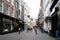 View of typical commercial street in the Hague a cloudy day of