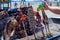 View of a typical fish skewer on the beaches of Malaga