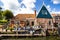 View of typical home along canal in the town of Edam Holland