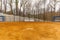 View of typical nondescript high school softball clay infield looking from pitching rubber