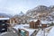 View of typical Swiss Village Zermatt and Matterhorn mountain in the background