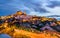 View of Uchisar at sunset. Cappadocia, Turkey