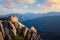 View from Ulsanbawi rock peak on sunset. Seoraksan National Park, South Corea