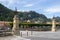 View of the Umberto bridge over the Brembo river in San Pellegrino Lombardy Italy on