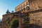 View under Arch of Puente Nuevo bridge in Ronda, one of the famous white villages in Andalusia, Spain.