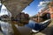 View from under Merchant`s Bridge to the Bridgewater canal, Manchester.