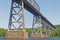 view from under Rip Van Winkle Bridge spanning Hudson River, New York