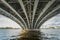 View under the Trinity Bridge or Troitsky bridge over the Neva river, Saint Petersburg