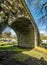 A view from underneath the railway viaduct in the seaside town of Tenby, Pembrokeshire