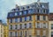 View of unique traditional French windows and balconies