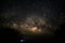 View universe space shot of milky way galaxy with stars on a night sky background